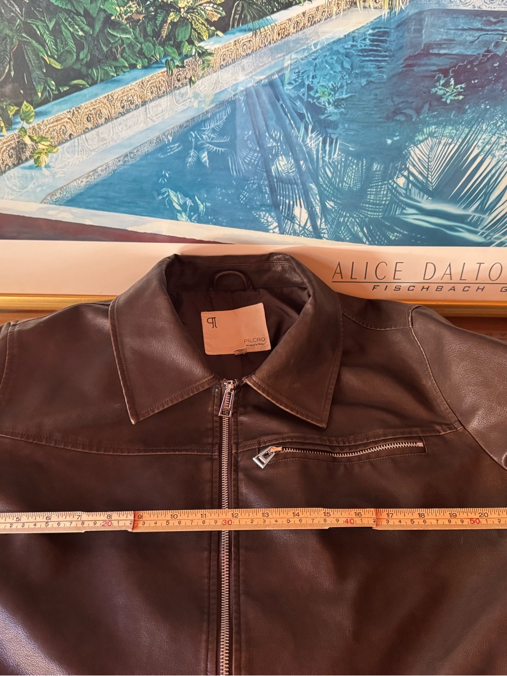 Pilcro Anthropologie Washed Faux Leather Cropped Moto Jacket Brown Size Large - Picture 9 of 11
